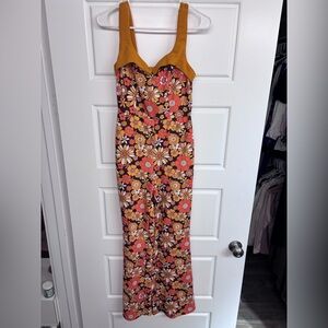 SHEIN Floral Jumpsuit with Mustard and Pink